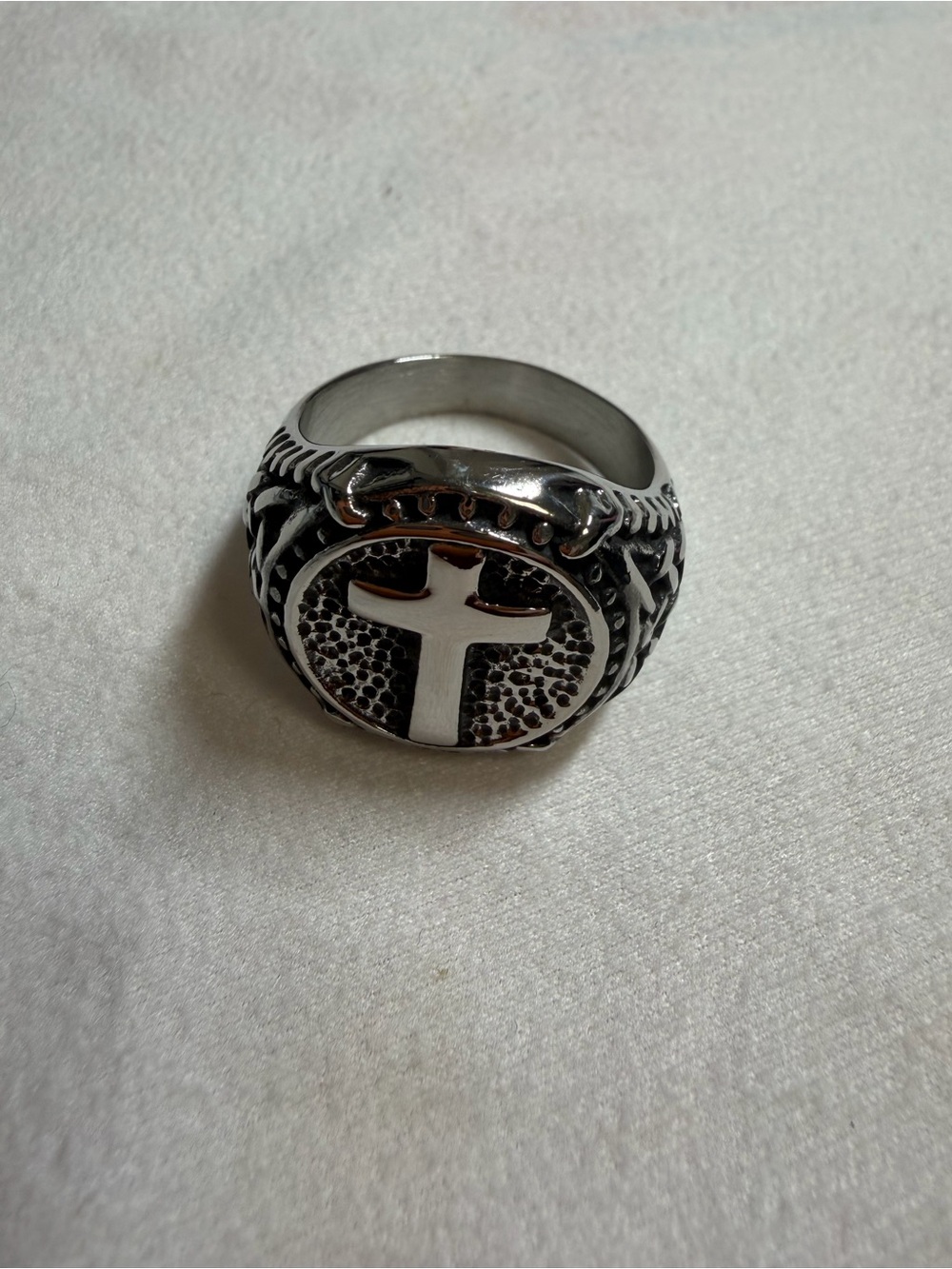 Men's Stainless Steel Cross Biker Ring Size12